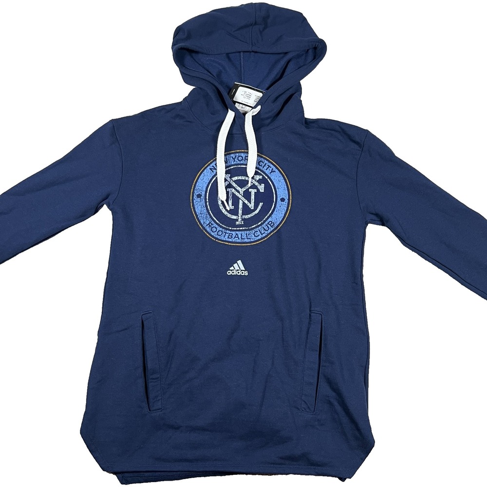 Adidas NYCFC New York City FC MLS Hoodie Navy Blue Pullover Sample Women S